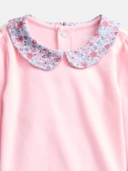 Wonder Nation Baby Girls Collared Bodysuit with Long Sleeves, Sizes 0-24 Months - Thumbnail 2