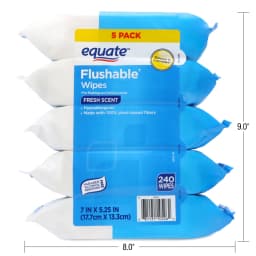 Equate Flushable Cleansing Cloths, Fresh Scent, 240 Wipes, 5 Resealable Packs - Thumbnail 11