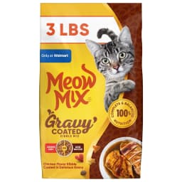 Meow Mix Gravy Coated Kibble Mix, Chicken Flavor Dry Cat Food, 3 Lb. Bag - Thumbnail 1