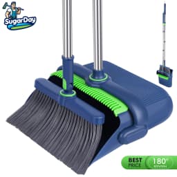 SUGARDAY Broom and Dustpan Combo Set for Home Floors Broom and Dust Pan Combo with Long Handle - Thumbnail 1