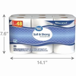 CIRCLE- Soft Strong 2-Ply Toilet Paper Mega Roll 12 Count Septic Safe Absorbent Domestic - Thumbnail 4