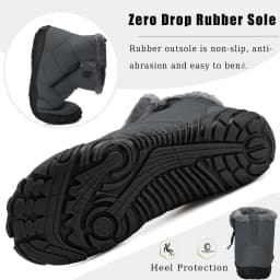 Womens Mens Barefoot Boots Shoes Winter Snow Boots Warm Ankle Booties Zero Drop Sole Wide Toe Box Fur Lined Outdoor Sneakers,42 - Thumbnail 5