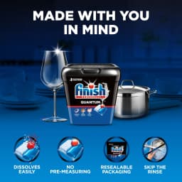 Finish Quantum Dishwasher Pods, No Pre-Rinse Dishwasher Detergent Tabs Soap, Advanced Clean, 57 Count - Thumbnail 5