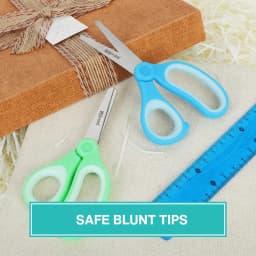 Pen+Gear 5-inch Blunt-Tip Kids Scissors, 2-Pack, Scissors for Kids, Blue & Green, Ages 4 - Thumbnail 5
