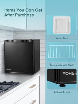 1.6 Cu. ft Fridge with Freezer for Bedroom, Refrigerator for Office, Black - Thumbnail 2