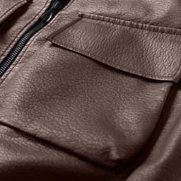 gbyLJF Leather Jackets For Men Classic Full Zip Motorcycle Bomber Jacket Long Sleeve Lapel Coat with Pockets - Thumbnail 4