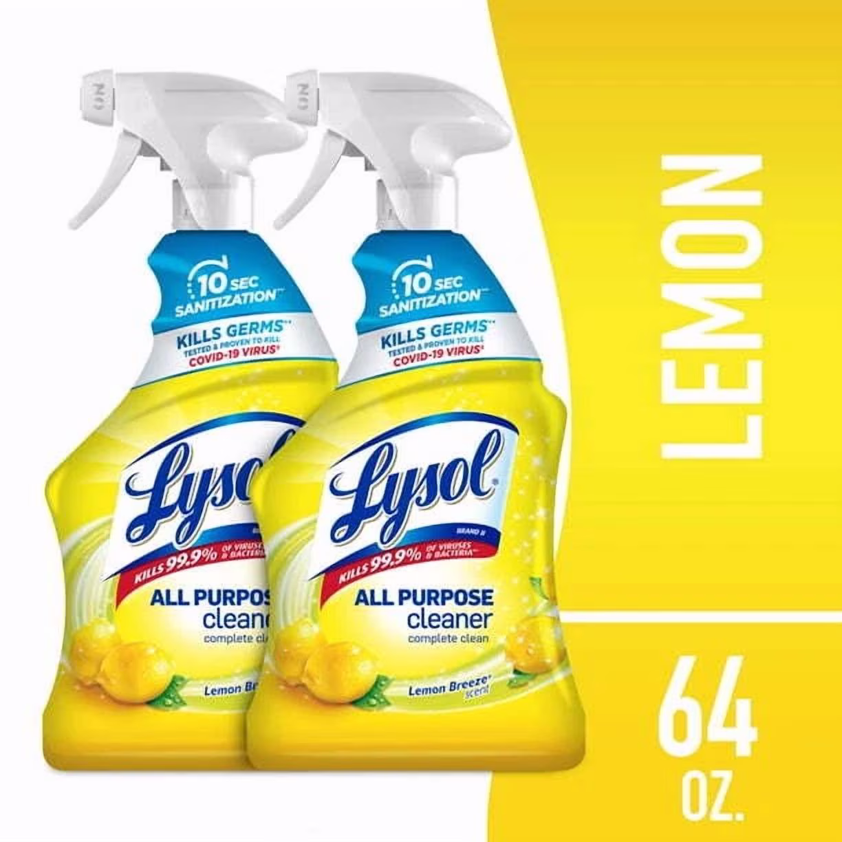 ZYLER- Lysol All Purpose Hard Surface Cleaner, Lemon Breeze, 64Oz(2 Pack) - Thumbnail 1