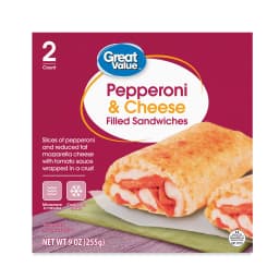 Great Value Pepperoni & Cheese Filled Sandwiches, 9 oz, 2 Count (Frozen) - Thumbnail 1