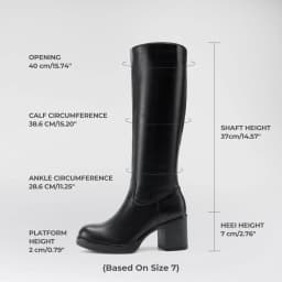 DREAM PAIRS Womens Knee-High Block Heel Boots with Round Toe and Smooth PU Upper - Thumbnail 3