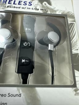 RHEA- Wireless Black Earbuds In Line Mic Bluetooth Dynamic Stereo Ear Hooks - Thumbnail 3