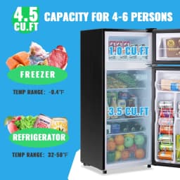 DEMULLER 4.5 Cu.ft Small Refrigerator Mini Fridge with Double Door 3 Removable Glass Shelves Black - Thumbnail 7