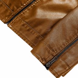 Maoxin Men's Leather Jacket Men Leather Jacket Multiple Pockets Zipper Loose Coat Solid Color Long Sleeved Hooded Leatherwear Loose Coat Leather Jackets for Men - Thumbnail 7