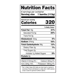 Great Value Beef & Bean Burritos, 32 oz, 8 Count (Frozen) - Thumbnail 2
