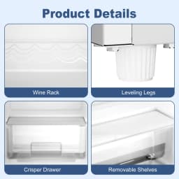 BANGSON 7.5 Cu.Ft Retro Fridge with Top Freezer for Vintage-Style Kitchen, Apartment & Office， 5 Adjustable Temperature, White - Thumbnail 6