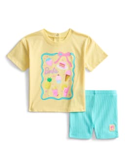 Barbie Baby Girls Graphic Tee and Bike Shorts Set, 2-Piece, Sizes 0/3M-6/9M - Thumbnail 1