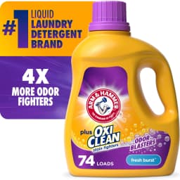 ARM & HAMMER Plus OxiClean with Odor Blasters Liquid Detergent, Fresh Burst, 96.2 fl oz, 74 Loads - Thumbnail 1