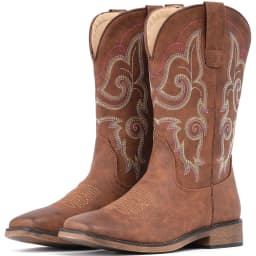 Cowboy Boots For Women Square Toe Western Boots Mid Calf Cowgirl Boots Pull On Cowboy Boots - Thumbnail 1