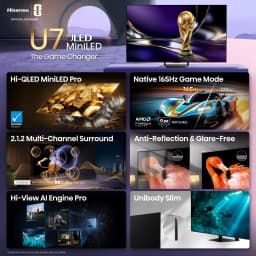 Hisense 85" U7 Mini-LED ULED 4K UHD Smart Google TV (85U7SG, 2026 Model) - Hi - QLED MiniLED , Native 165Hz, VRR 330 - Thumbnail 3