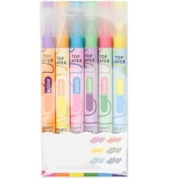 Preplabs 6-Pack Dual Tip Highlighters | Chisel and Fine Tip Color Changing Markers for Bullet Journaling - Thumbnail 1