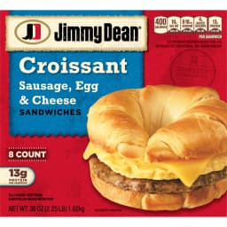 Jimmy Dean Frozen Croissant Breakfast Sandwiches Sausage, Egg & Cheese, 8 Count, 36 oz, 13g Protein per Serving (Fully Cooked) - Thumbnail 12