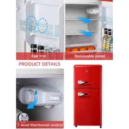 3.5 Cu. Ft Mini Fridge Compact Refrigerator with Top-Freezer,7- Level Adjustable Thermostat, Adjustable Shelves For Bedroom, Office, Kitchen - Thumbnail 2
