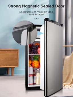 Fridge with Freezer for Bedroom, 3.2 Cu. ft Refrigerator for Office, Stainless Steel - Thumbnail 7