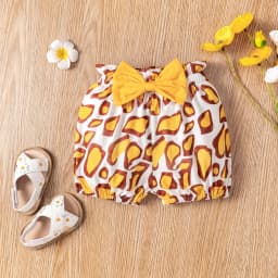 PatPat Baby Girl Clothes 3Pcs Outfit Set Giraffe Print Romper Shorts Headband Gift for 3-6 Months - Thumbnail 7