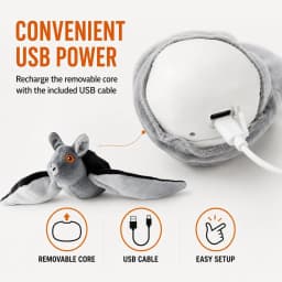 Flying Bat Dog Toy, Flapping Wings Interactive Squeaky Plush for Cats & Dogs, Halloween - Thumbnail 7