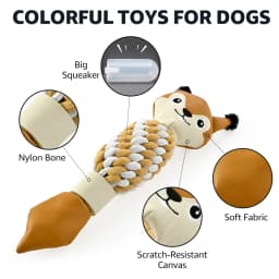 Max & Marlow Dog Chew Toys, Cotton Rope Fox Toys with Built-in Large Squeaker and Nylon Bone, 2 Pack - Thumbnail 4