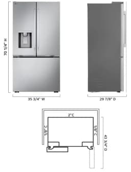 LG LF24Z6530S 36 Inch Counter-Depth 3-Door French Door Refrigerator in Stainless Steel - Thumbnail 3