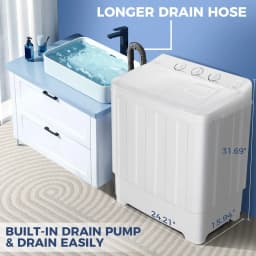 Veeboto Portable Washing Machine, 30LBS Twin Tub Mini Compact Laundry 19lbs Washer/11lbs Spinner with Drain Pump & Time Control Washer Spinner Combo - Thumbnail 5