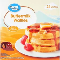 Great Value Buttermilk Waffles, 29.6 oz, 24 Count (Frozen) - Thumbnail 1