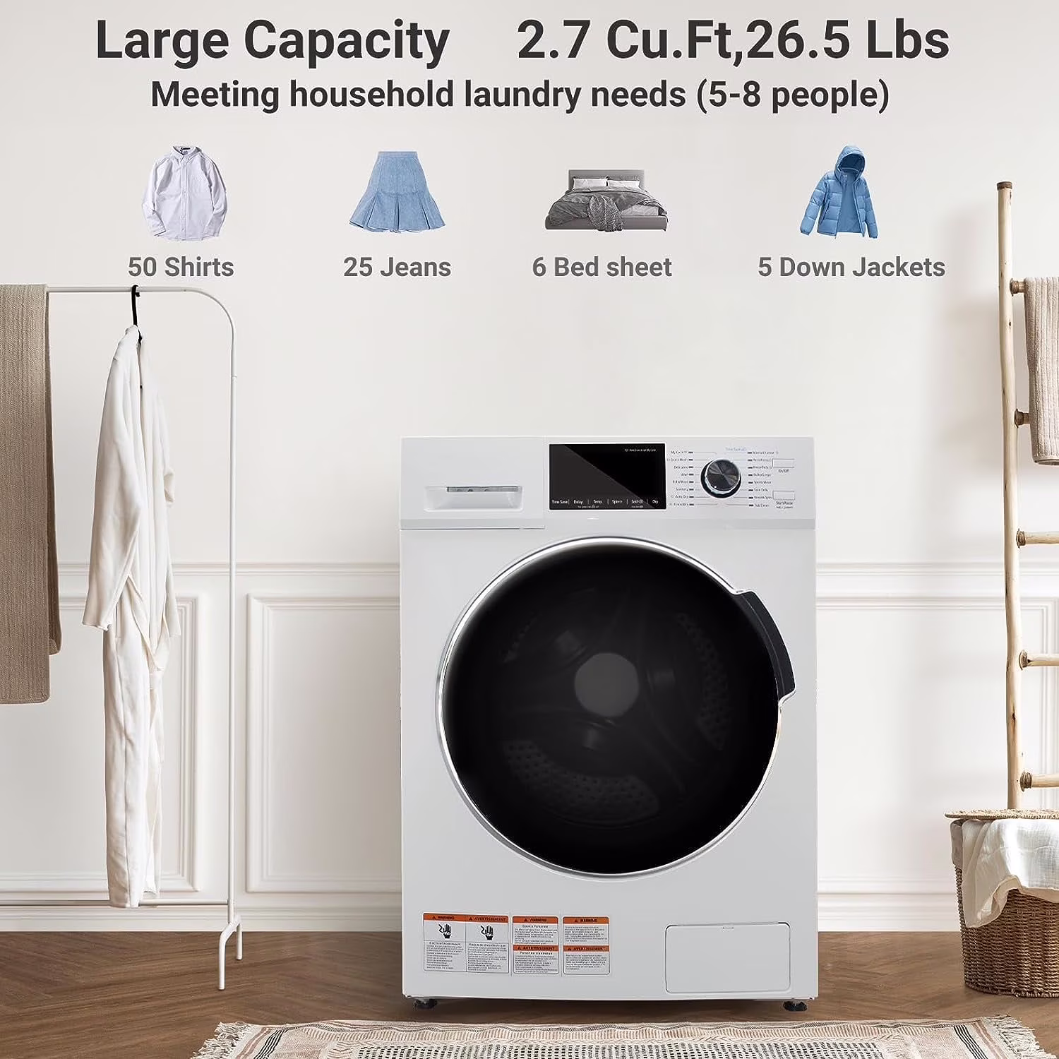 Smad 2.7 Cu ft Front Load Washer and Dryer Combo, 16 Programs Five Temp Selection Child Lock - Thumbnail 1