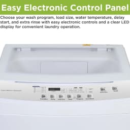 Hamilton Beach 3.0 Cu. ft. Top Load Portable Washer, Compact Washer with Stainless Steel Tub, 6 Wash Cycles, LED Display, White - Thumbnail 4