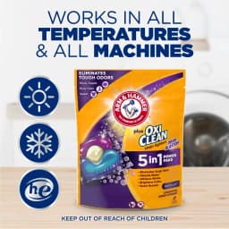 ARM & HAMMER Plus OxiClean With Odor Blasters Laundry Detergent, 5-IN-1 Power Paks, 72 Ct - Thumbnail 8