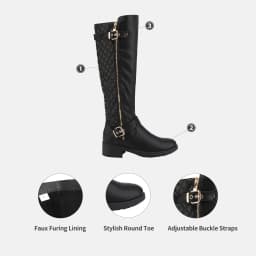 DREAM PAIRS Women's Wide Calf Comfortable Winter Knee High Riding Boots - Thumbnail 6