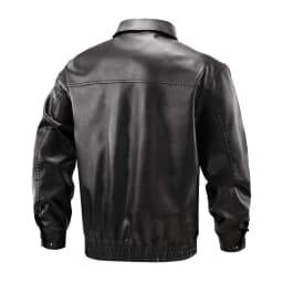 Men Faux Leather Bomber Jacket Collared Zip Up Button Detail Long Sleeve Oversized Spring Fall Casual Biker Coat,M-3XL - Thumbnail 6