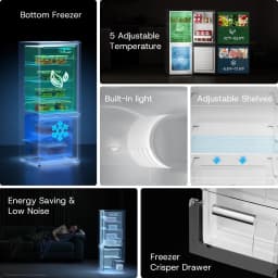 Upstreman 7.1 Cu.ft Bottom Freezer Refrigerator, 2 Door Kitchen Fridge Large Apartment Refrigerator Garage Ready Refrigerator, BM71 Black - Thumbnail 7