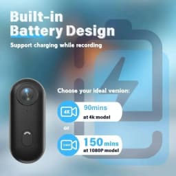 JETO H88 4K Body Camera, 128GB Memory Card, Magnetic Mount, Waterproof Case, Black - Thumbnail 3