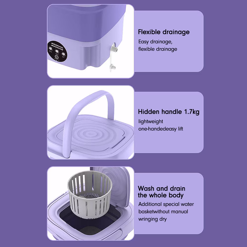 Mini Washing Machine 8L Folding Portable Sterilization Drying Laundry Machine - Thumbnail 5