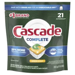 Cascade, Complete ActionPacs Dishwasher Detergent - Lemon Scent, 21 count - Thumbnail 1