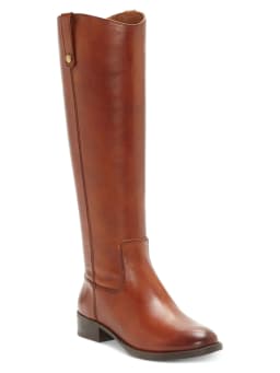 INC Womens Brown Elastic Goring Pull Tab At Sides Cushioned Studded Fawne Round Toe Block Heel Zip-Up Leather Riding Boot 9.5 M - Thumbnail 1