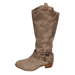 Miluxas Women's Cowboy Boots Mid Calf Cowgirl Boots Embroidery Stitched Square Toe Western Boots Beige 5.5(36) - Thumbnail 2