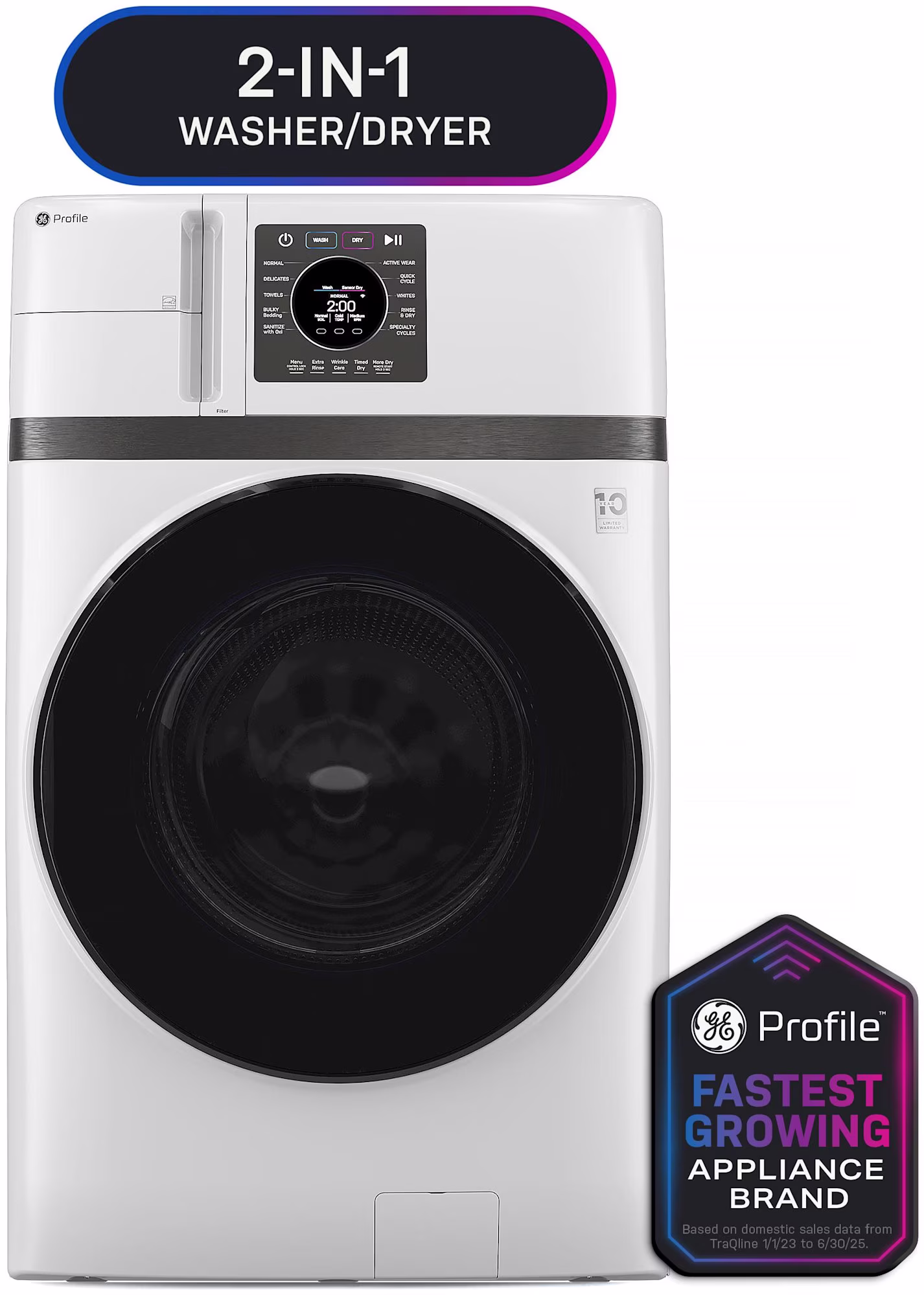 GE® Profile Energy Star 28" Wide 4.6 Cu. ft. Capacity UltraFast Combo with Ventless Inverter Heat Pump Technology Washer/Dryer in White - Thumbnail 1