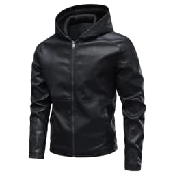 Mens Leather Jacket Motorcycle Black Biker Jackets Vintage Faux Leather Outwear Coats Casual Lightweight - Thumbnail 1