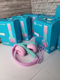 RHEA- Jbuddies Folding Gen 2 Kids Headphones Wired (Purple/Teal) Damaged Box - Thumbnail 4