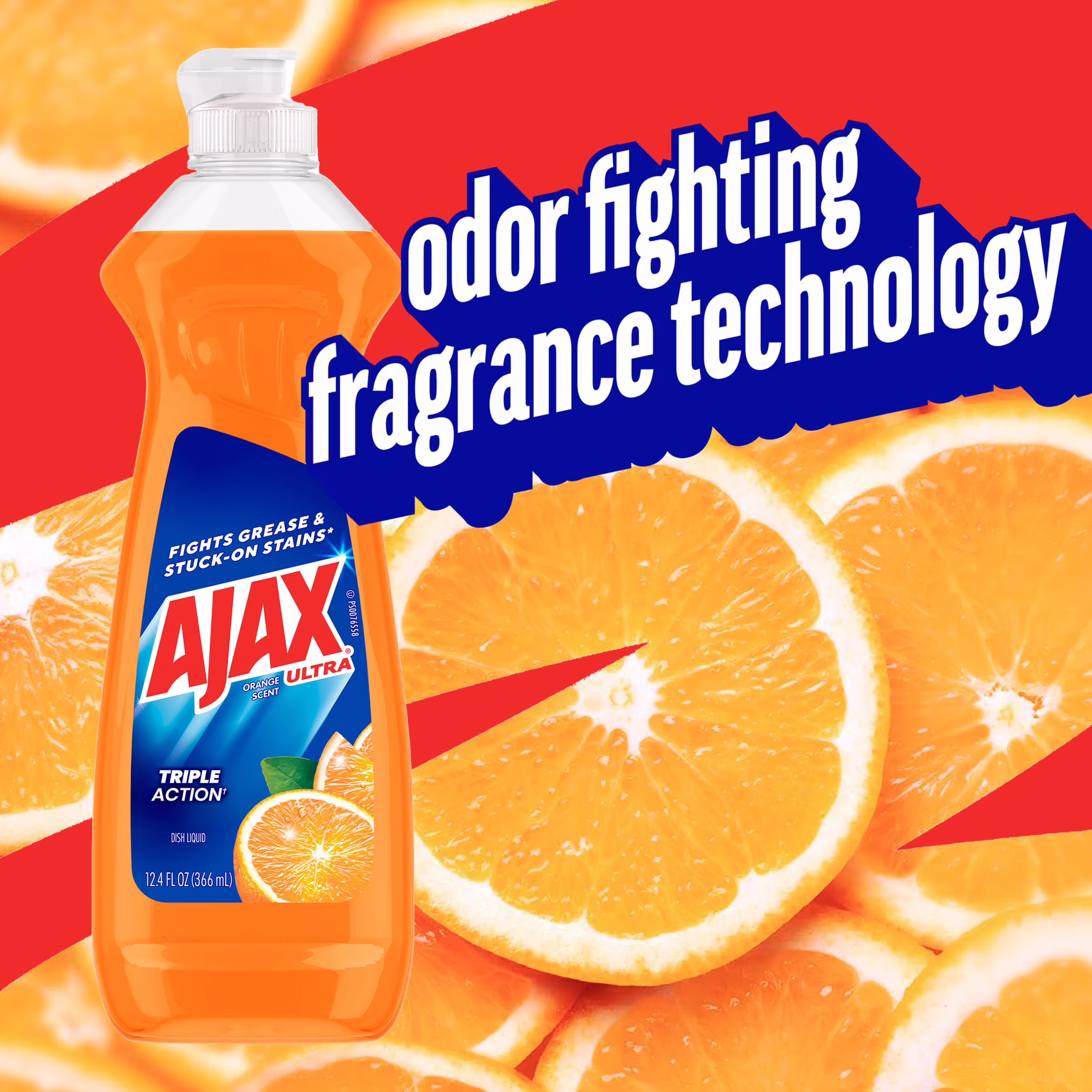 Ajax Ultra Triple Action Dishwashing Liquid Dish Soap, Orange Scent, 12.4 Fluid Ounce - Thumbnail 4