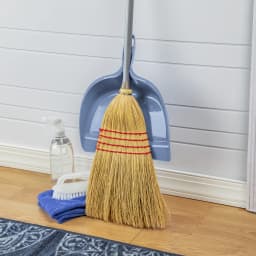 Sterilite Plastic Dustpan with Deep Basin, Handle Attaches to Broom Stick or Hangs on Wall, Indoor Floor Sweeping, Blue - Thumbnail 3