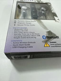 RHEA- Wireless Black Earbuds In Line Mic Bluetooth Dynamic Stereo Ear Hooks - Thumbnail 4