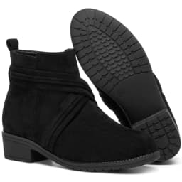 Ecetana Women's Ankle Boots Chunky Heel Round Toe Casuals Short Booties with Side Zipper - Thumbnail 1